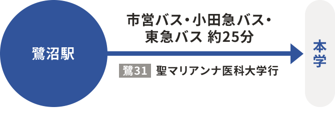 市営バス・小田急バス・東急バス 聖マリアンナ医科大学行 約25分