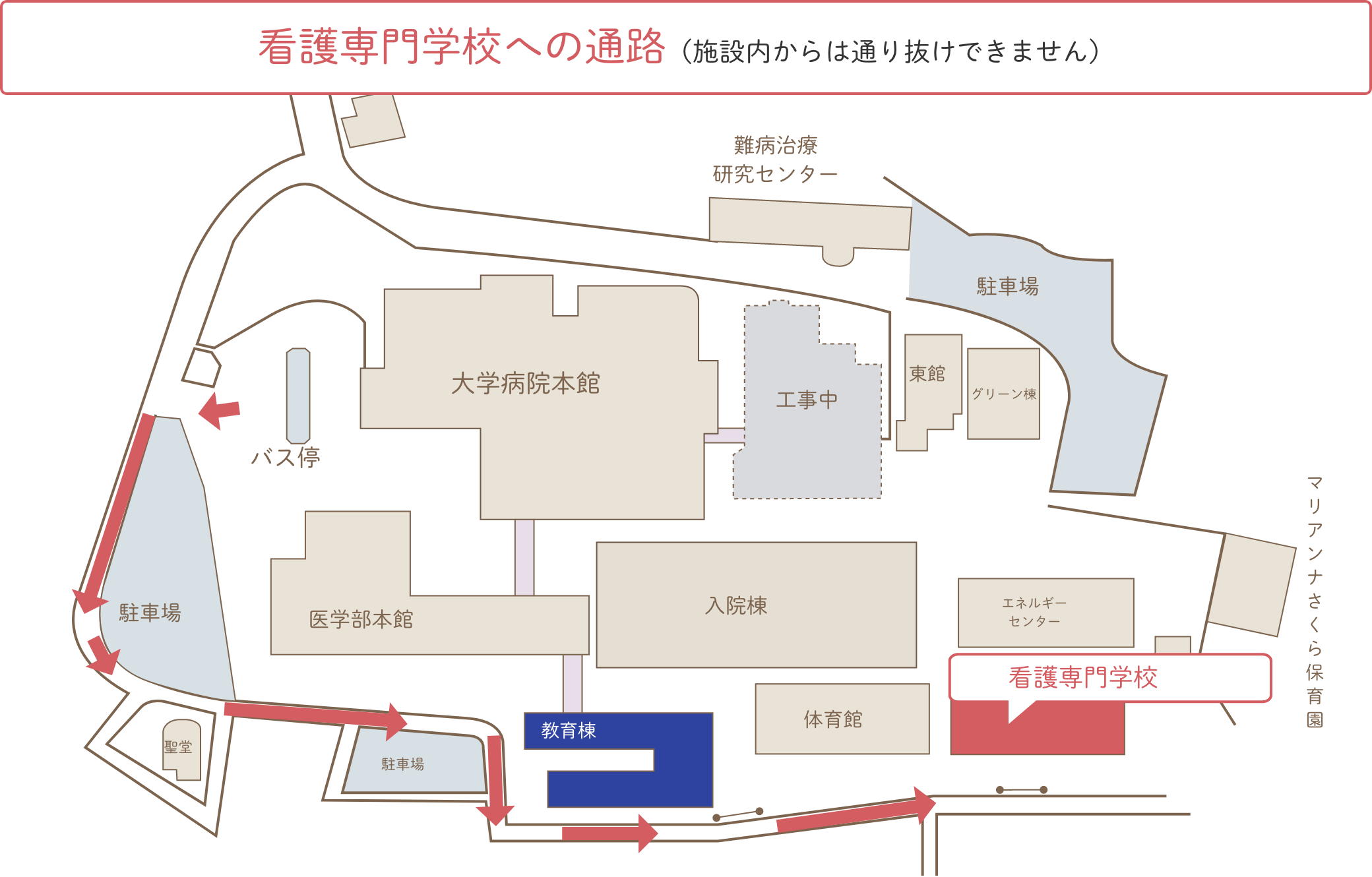 看護専門学校への通路